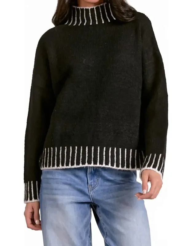 Whipstitch Edge Solid Sweater