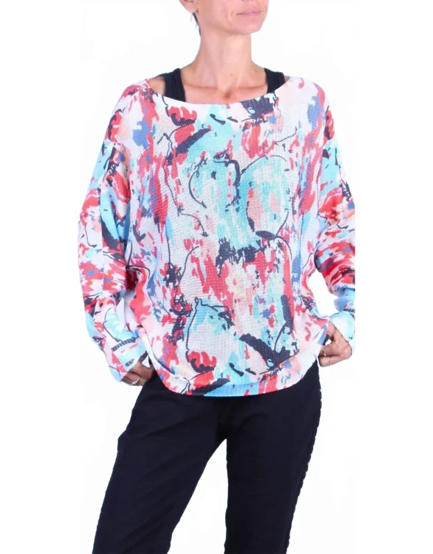 Paint Splash Print Batwing Sweater