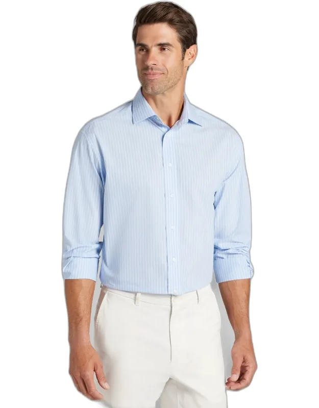 Comfort Stretch Traditional Fit Spread Collar Stripe Dress Shirt