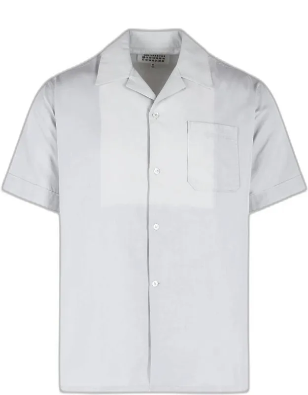 Cotton Shirt With Grey Bowling Collar