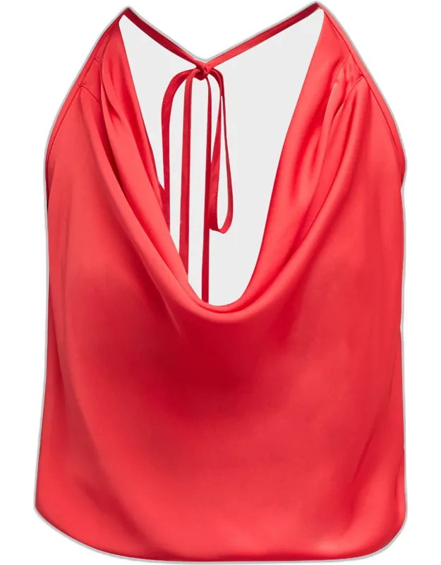 Halter Cowl-neck Blouse