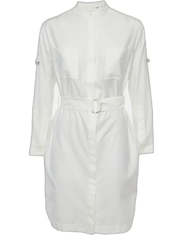 Cotton Long Sleeve Belted Dress