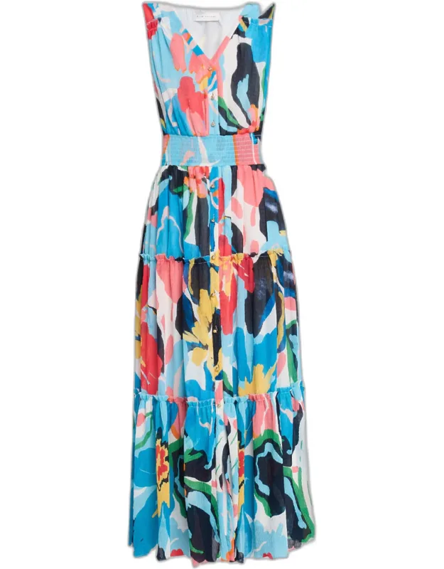 The Sable Tiered Floral-print Midi Dress