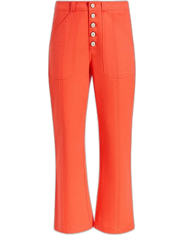 Cropped Button-fly Pants
