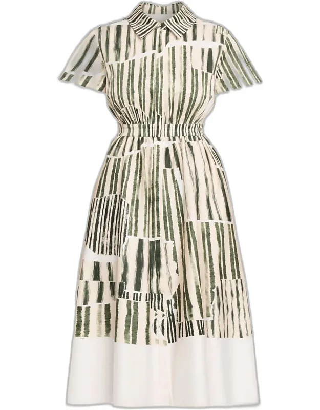 Stripe Collage-print Midi Shirtdress