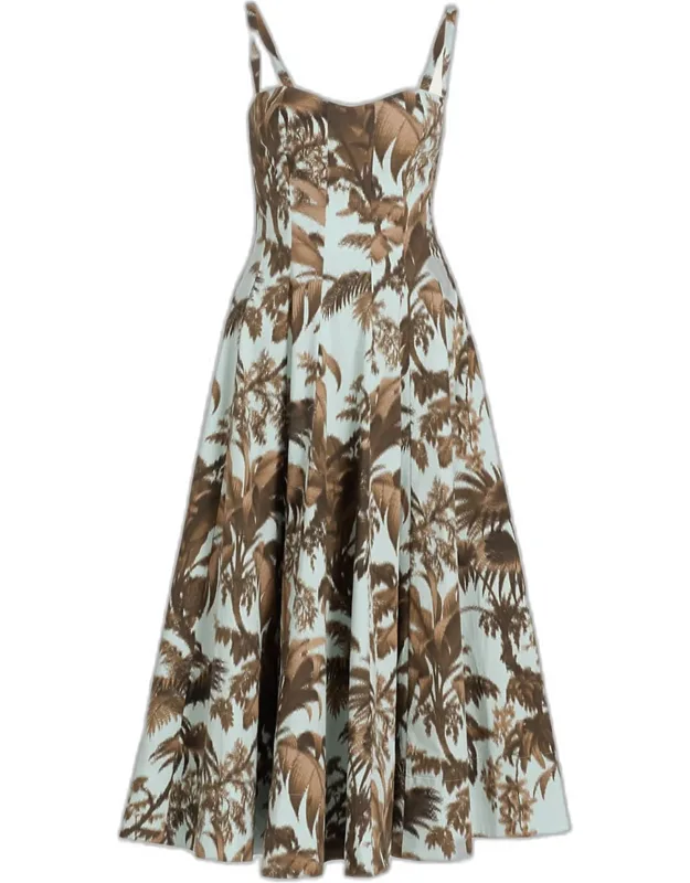 Sleeveless Cotton Poplin Midi Dress