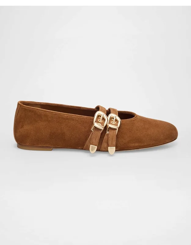 Maven Suede Buckle Mary Jane Ballerina Flat