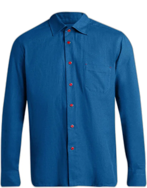Solid Cotton Pocket Snap-front Shirt