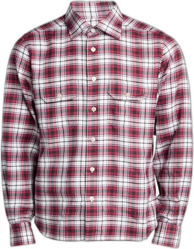 Cotton And Cashmere Plaid Double-pocket Button-down Shirt