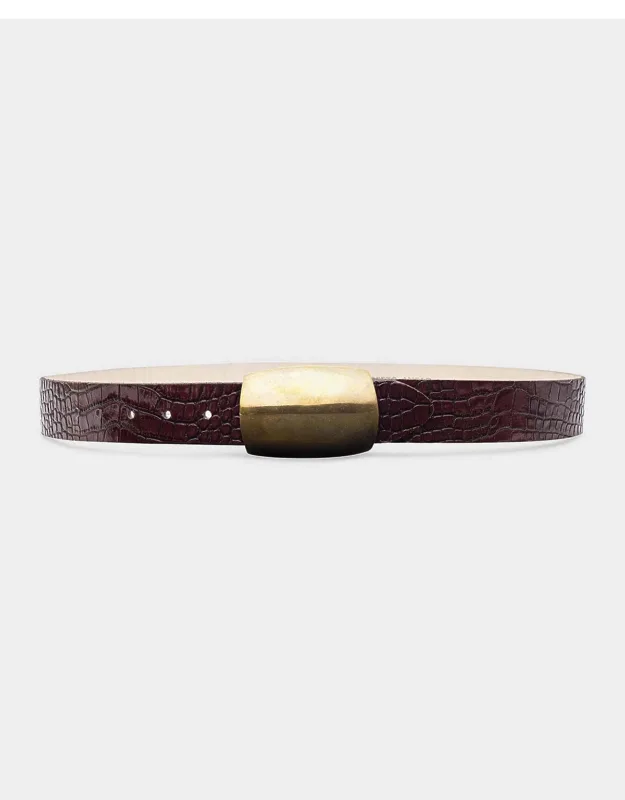 Croc-embossed Leather Belt