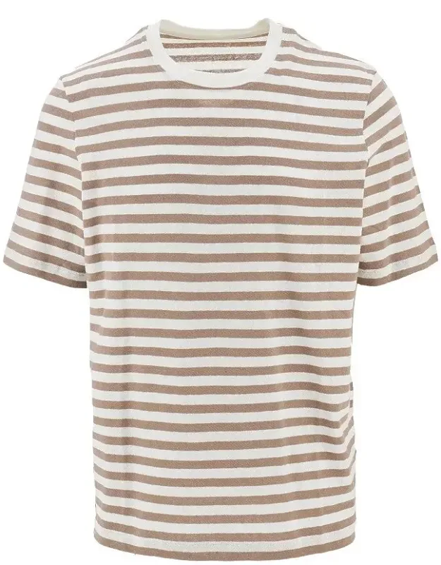 T-shirt In Cotton And Linen With Stripes