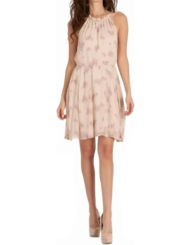Halter Neck Floral Print Mini Dress