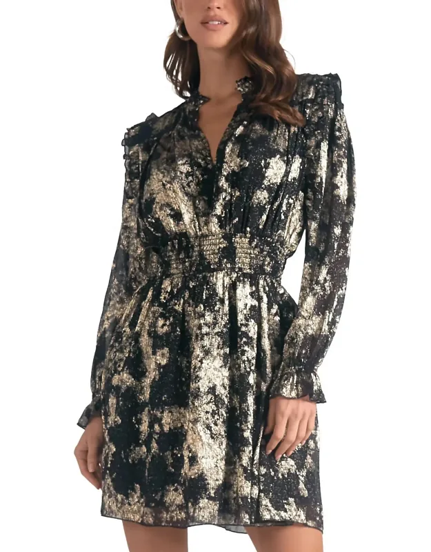 V Neck A Line Mini Dress