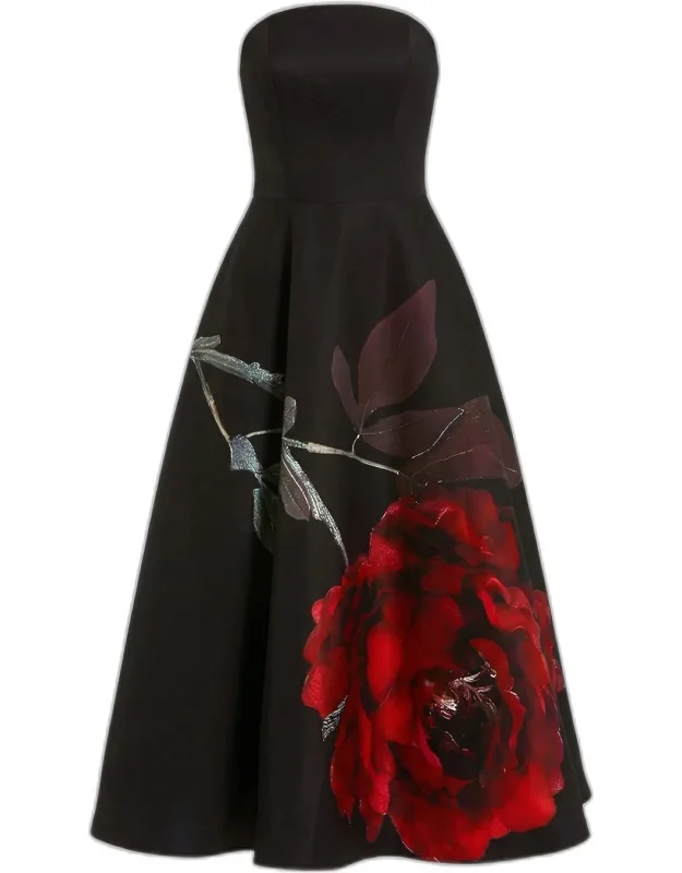 Floral-print Satin Midi Dress