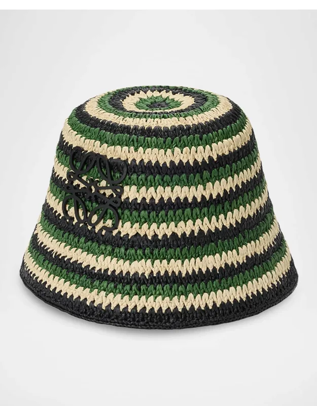 Striped Raffia Bucket Hat