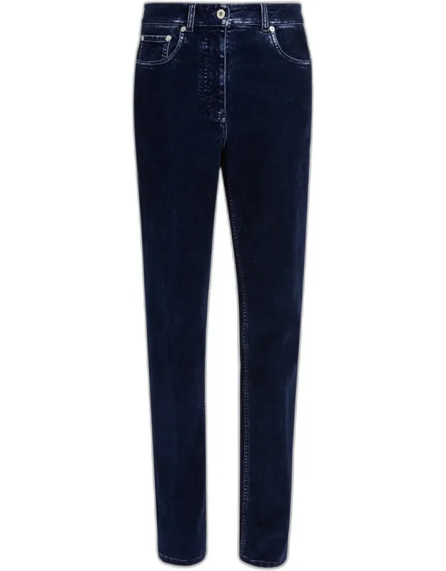 Flocked Velvet Straight-leg Jeans
