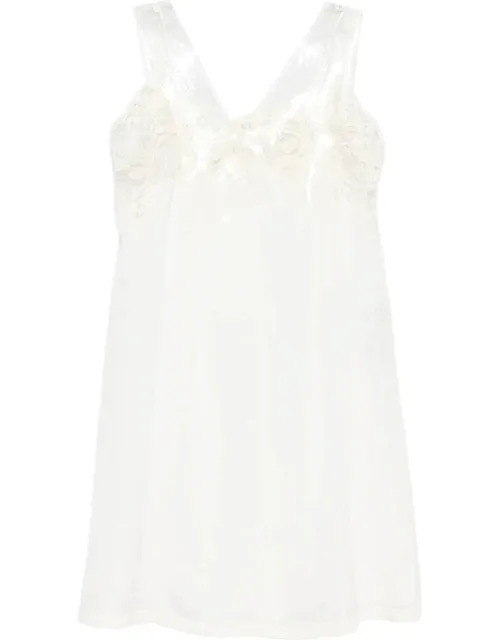 Lace-trim Tulle-overlay Dress