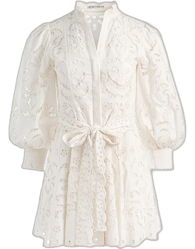 Embroidered Mini Shirtdress