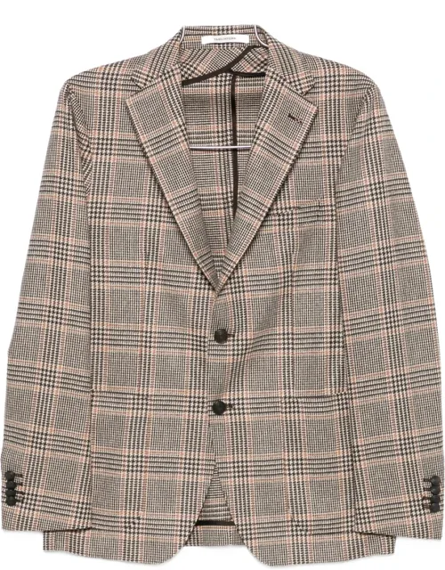 Check-pattern Notched-lapel Blazer