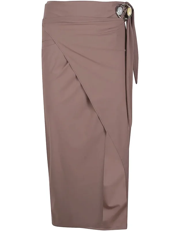 Wrap Design Midi Pareos With Gathered Detail And Decorative Ring