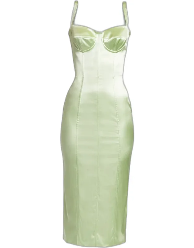 Corset Satin Stretch Longuette Midi Dress