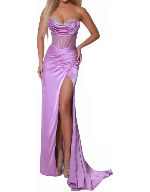 Cowl Neckline Long Sheath Dress