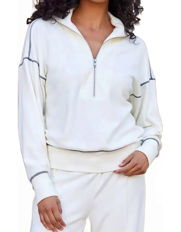 Half-zip Contrast Stitch Pullover Top