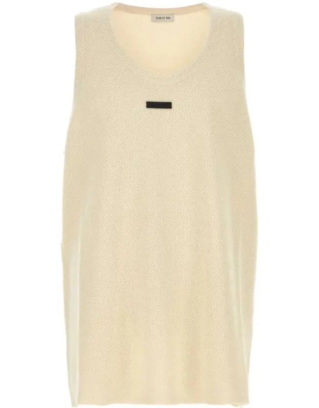 Cream Mesh Tank Top