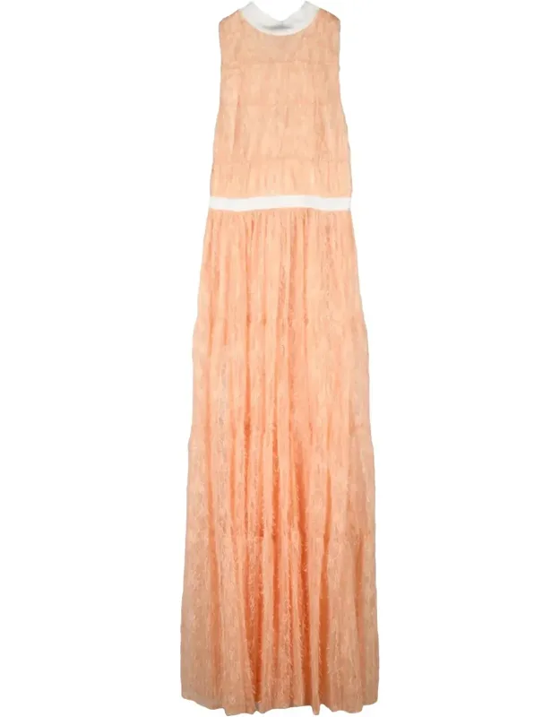 Peach Long Flared Transparent Dress