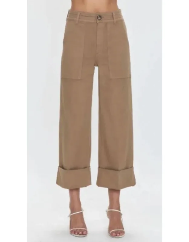 Cuffed Hem Wide Leg Pants