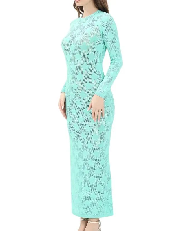 Viscose Polyamide Perforated Silhouette Dress