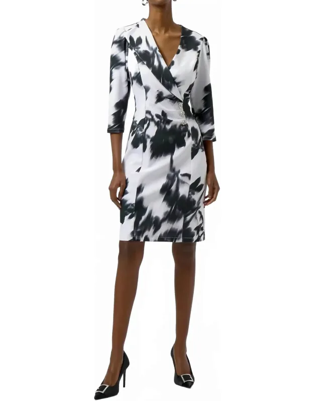 Floral 3/4 Sleeve Sheath Dress