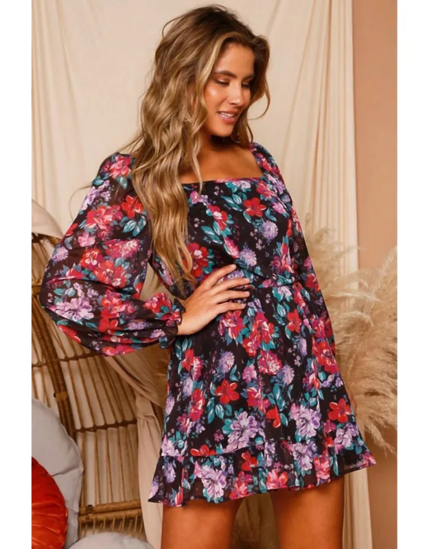 Floral Chiffon Mini Dress