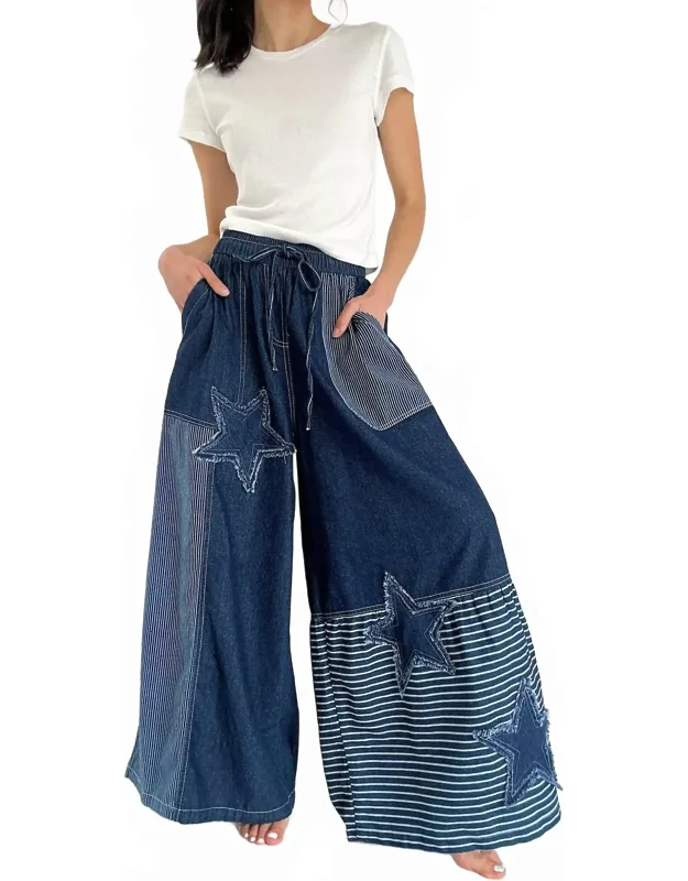 Frayed Star Patch Wide Pants
