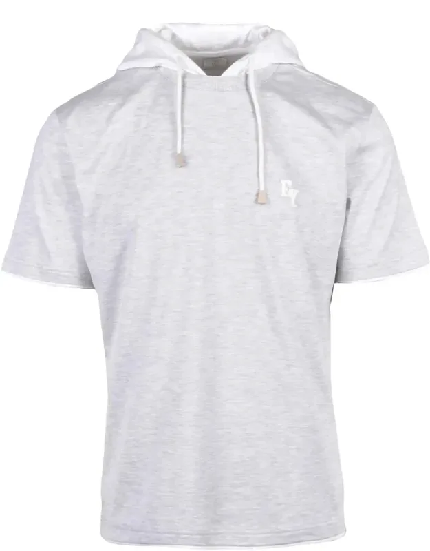 Red Cotton T-shirt With Sporty Drawstring Hood