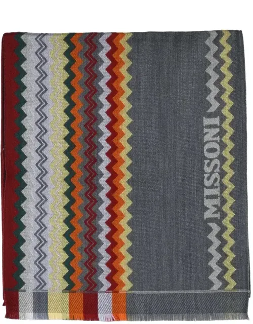 Wool Scarf With Colorful Zigzag Stripes