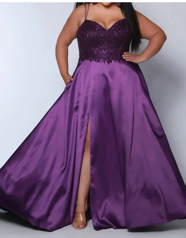 A-line High Slit Maxi Dress