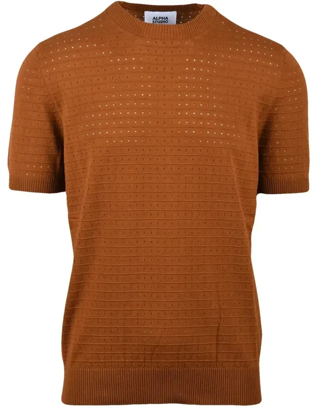 Cotton Polyester Crew Neck Knitwear Top