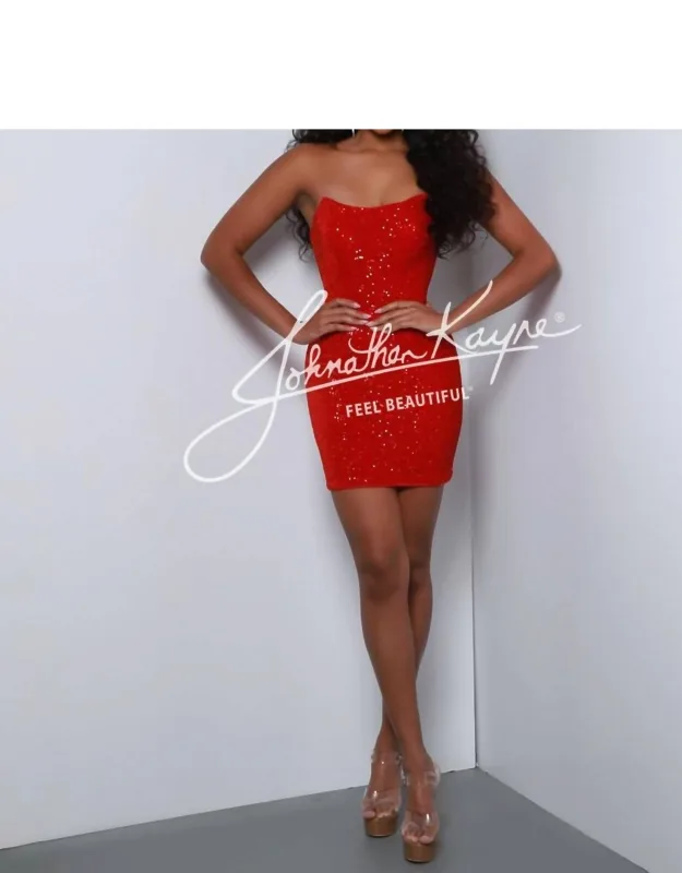 Velvet Strapless Fitted Mini Dress