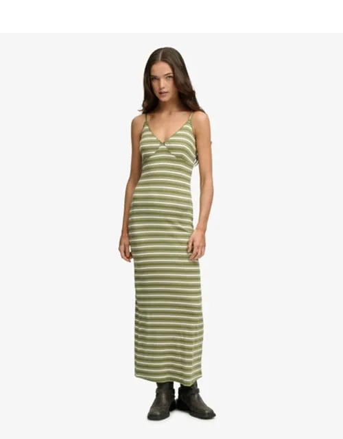Stripe Ribbed Jersey Maxi Dress