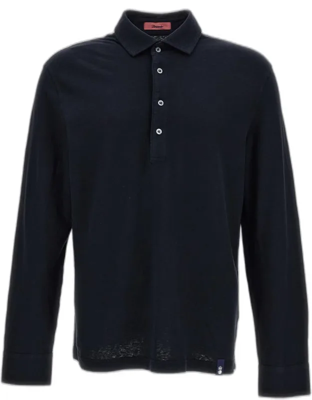 Shirt In A Cotton/linen Blend With French Collar And Front-button Placket