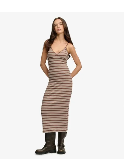 Stripe Ribbed Jersey Maxi Dress