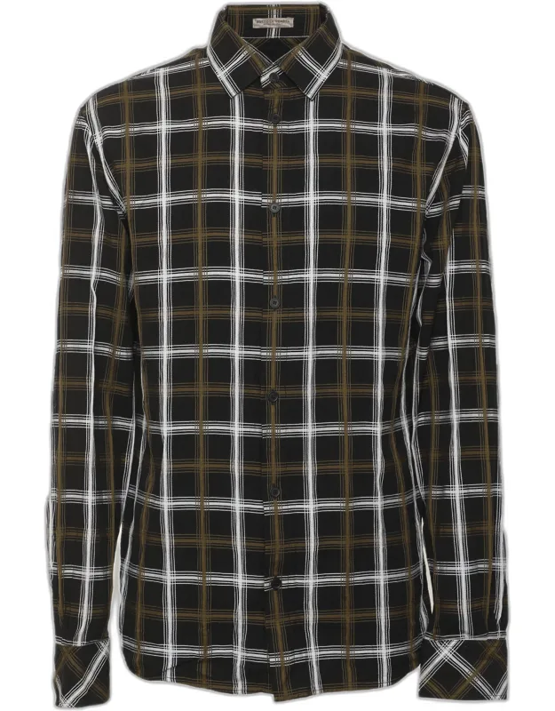 Tri Color Cotton Checkered Long Sleeve Shirt