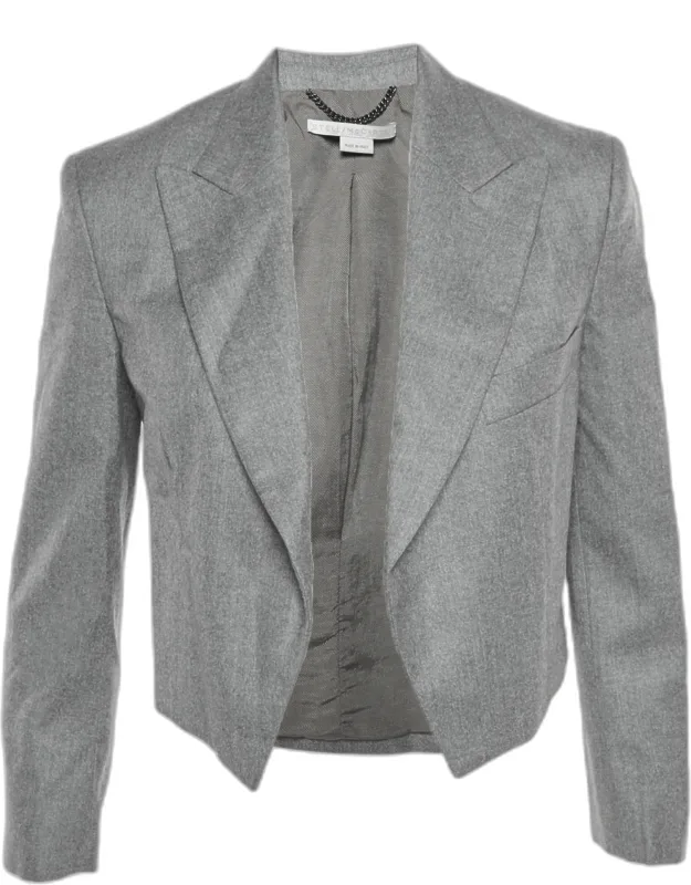 Wool Open Front Cropped Blazer