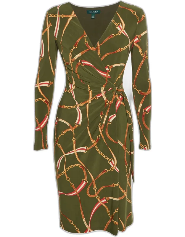 Equestrian Print Jersey Wrap Dress
