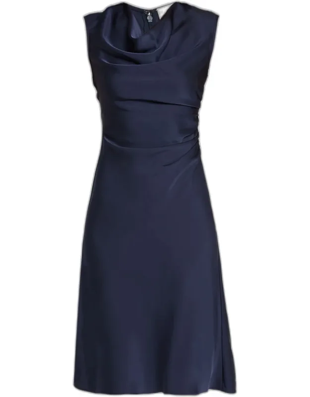 The Millie Sleeveless Cowl-neck Satin Dress