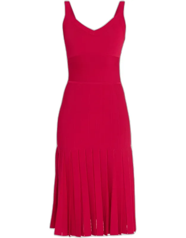 The Rosa Pleated Knit Midi Dress