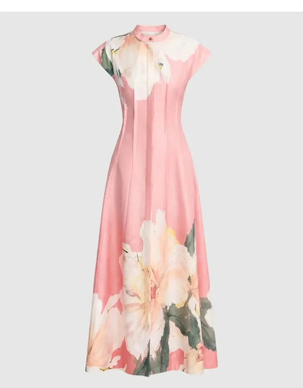 Carrhil Maxi Dress - A-line Silhouette, Floral Placement Print