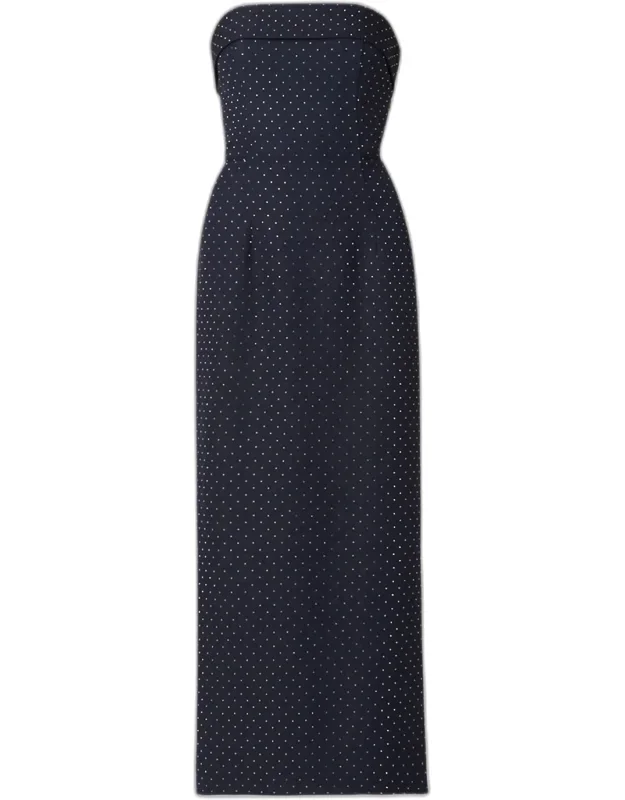 Strapless Crystal-studded Twill Maxi Dress