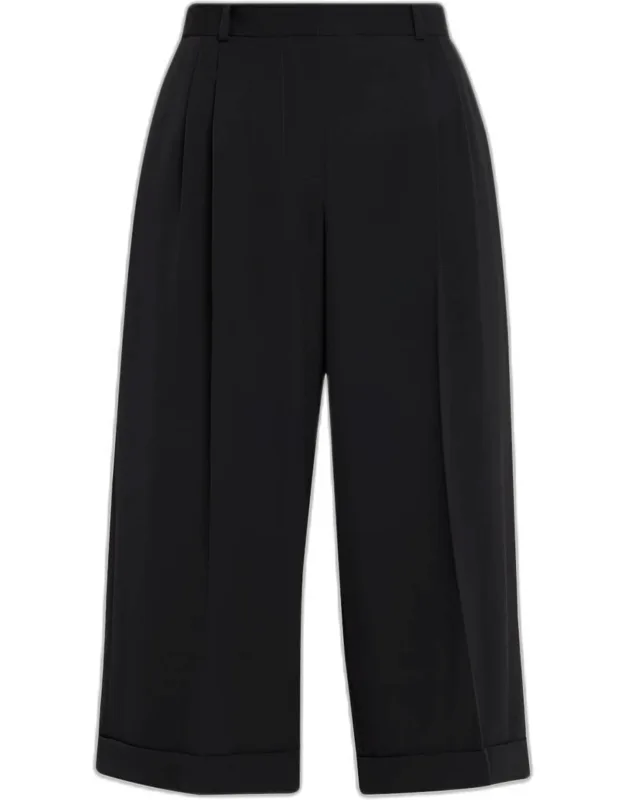 Double-pleated Wide-leg Ankle Pants